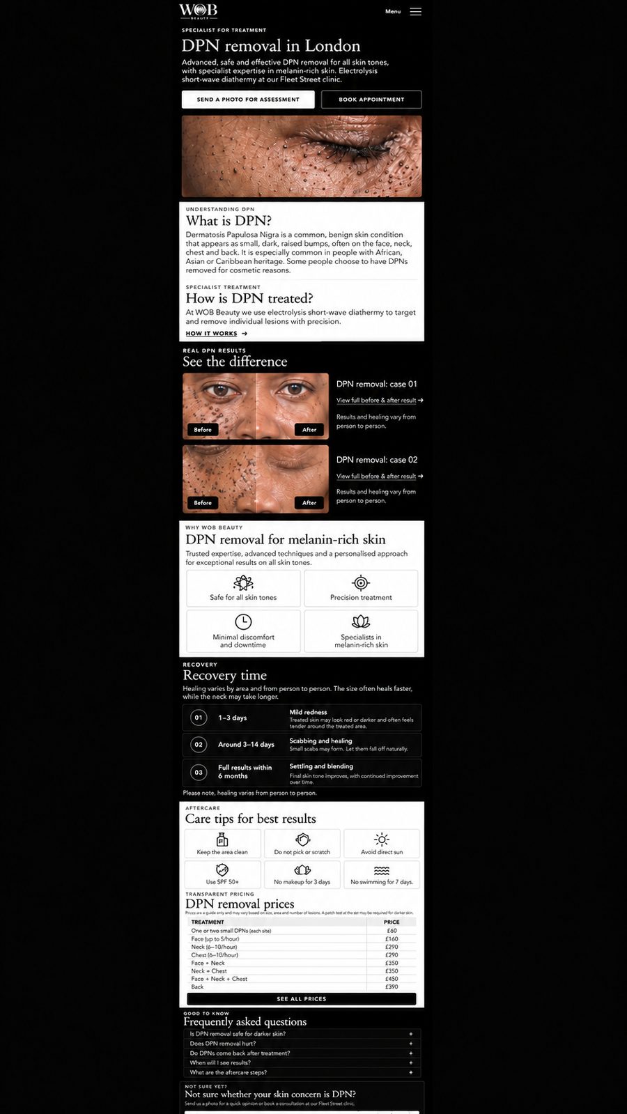 DPN removal mock-up, the master template for all four blemish pages